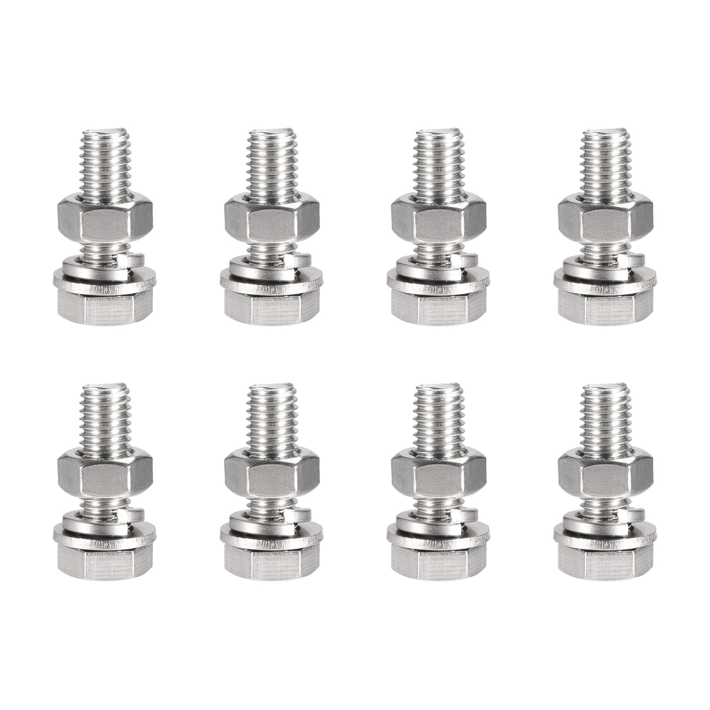 uxcell Uxcell M10 x 35mm Hex Head Screws Bolts, Nuts, Flat & Lock Washers Kits, 304 Stainless Steel Fully Thread Hexagon Bolts 8 Sets