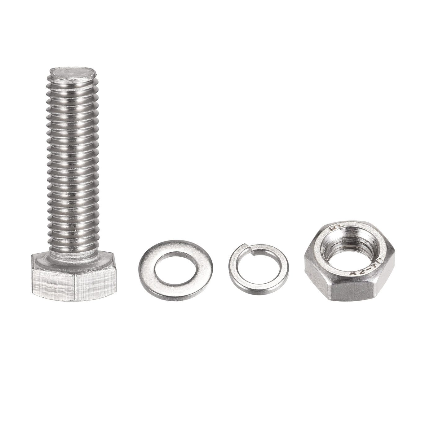 uxcell Uxcell M10 x 40mm Hex Head Screws Bolts, Nuts, Flat & Lock Washers Kits, 304 Stainless Steel Fully Thread Hexagon Bolts 4 Sets