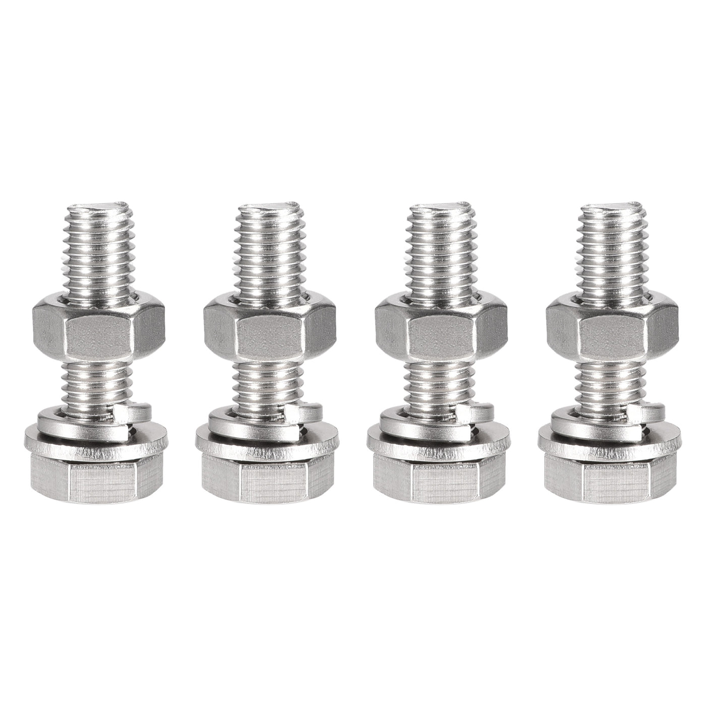 uxcell Uxcell M10 x 40mm Hex Head Screws Bolts, Nuts, Flat & Lock Washers Kits, 304 Stainless Steel Fully Thread Hexagon Bolts 4 Sets