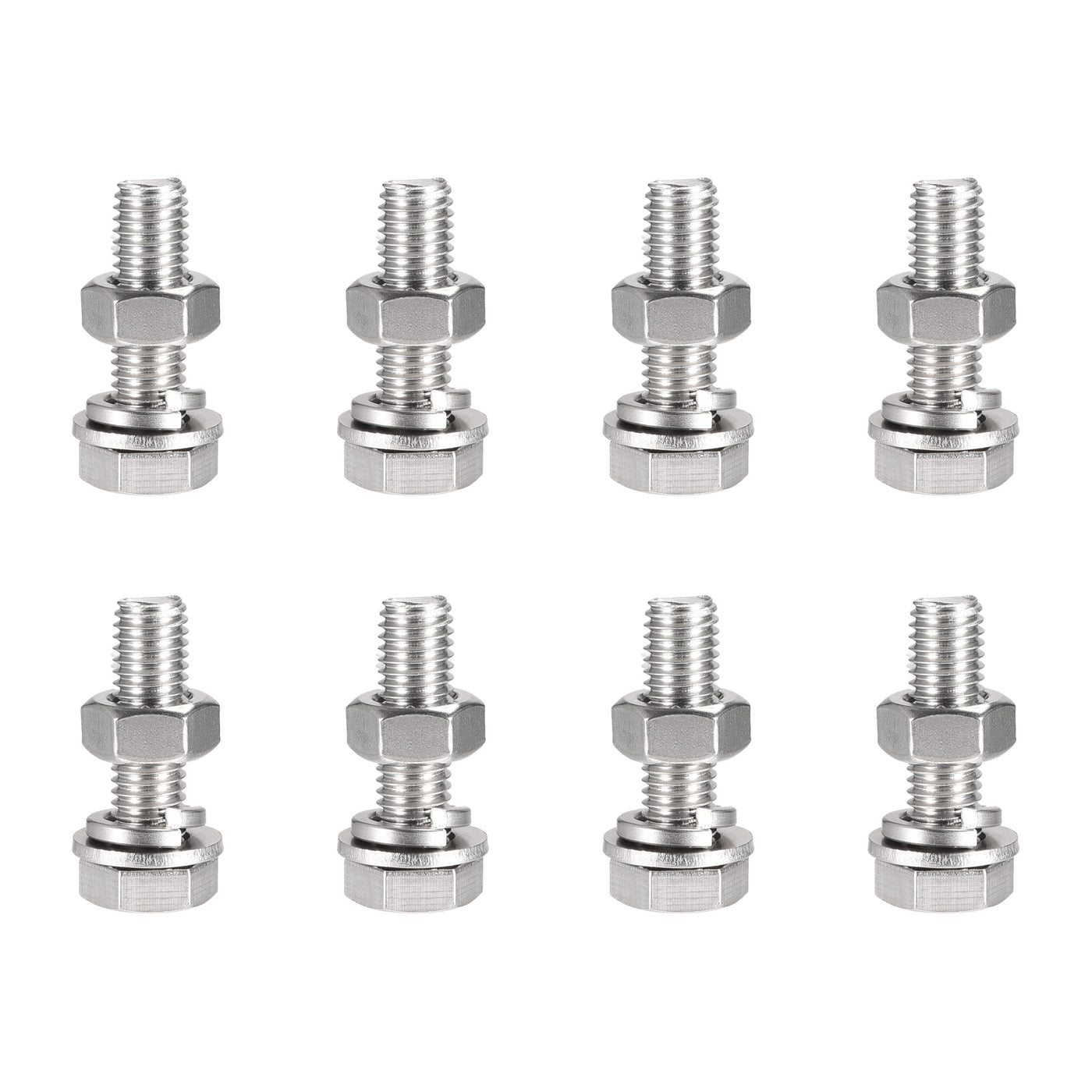 uxcell Uxcell M10 x 40mm Hex Head Screws Bolts, Nuts, Flat & Lock Washers Kits, 304 Stainless Steel Fully Thread Hexagon Bolts 8 Sets