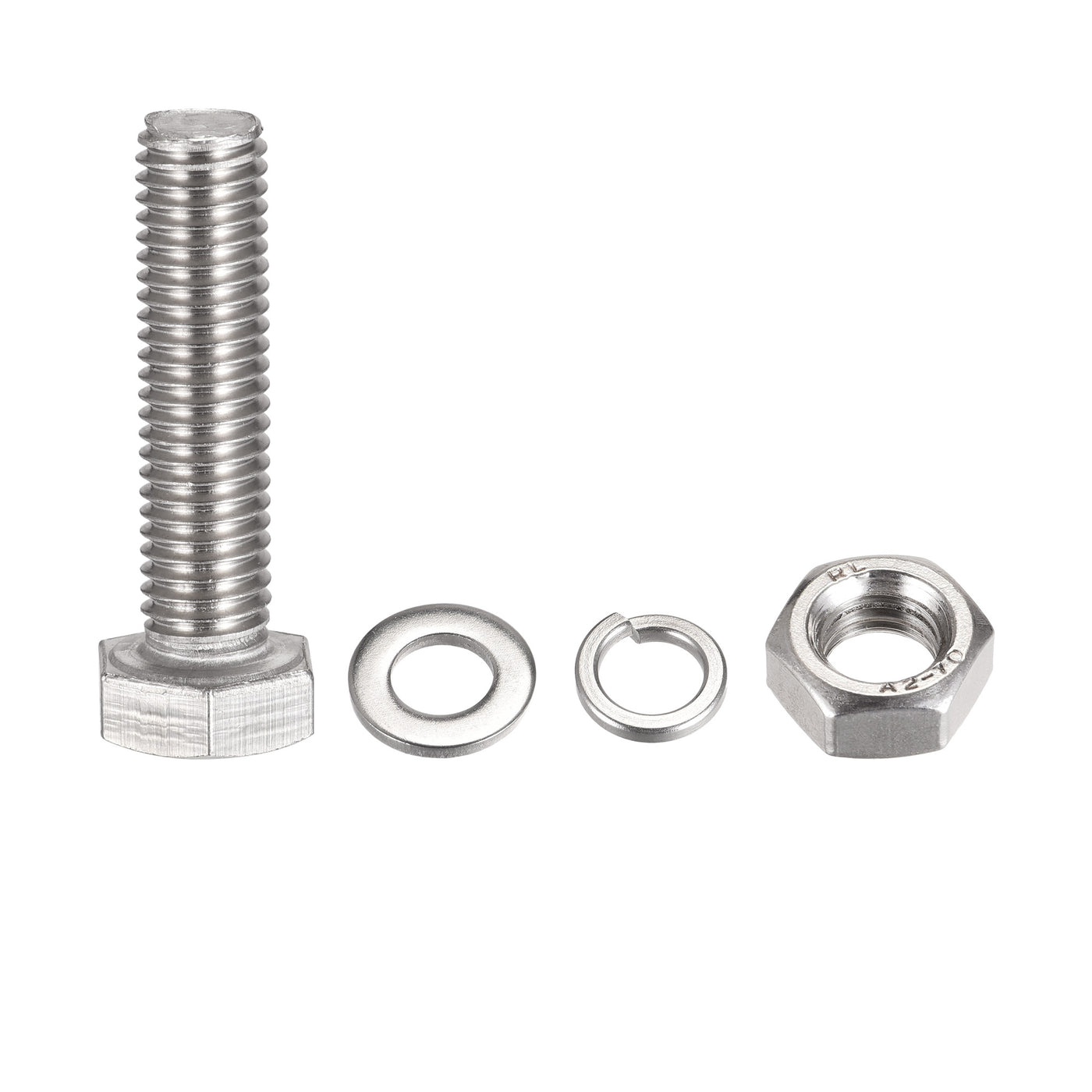 uxcell Uxcell M10 x 45mm Hex Head Screws Bolts, Nuts, Flat & Lock Washers Kits, 304 Stainless Steel Fully Thread Hexagon Bolts 4 Sets