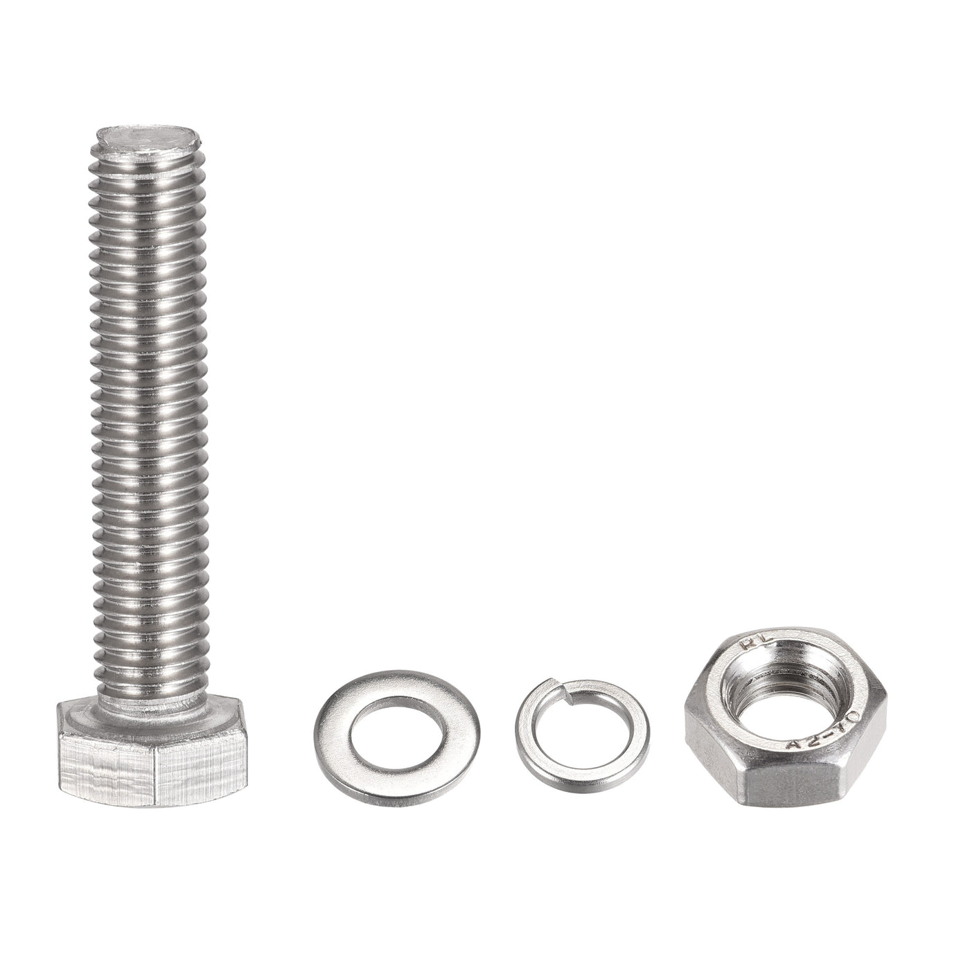 uxcell Uxcell M10 x 55mm Hex Head Screws Bolts, Nuts, Flat & Lock Washers Kits, 304 Stainless Steel Fully Thread Hexagon Bolts 6 Sets