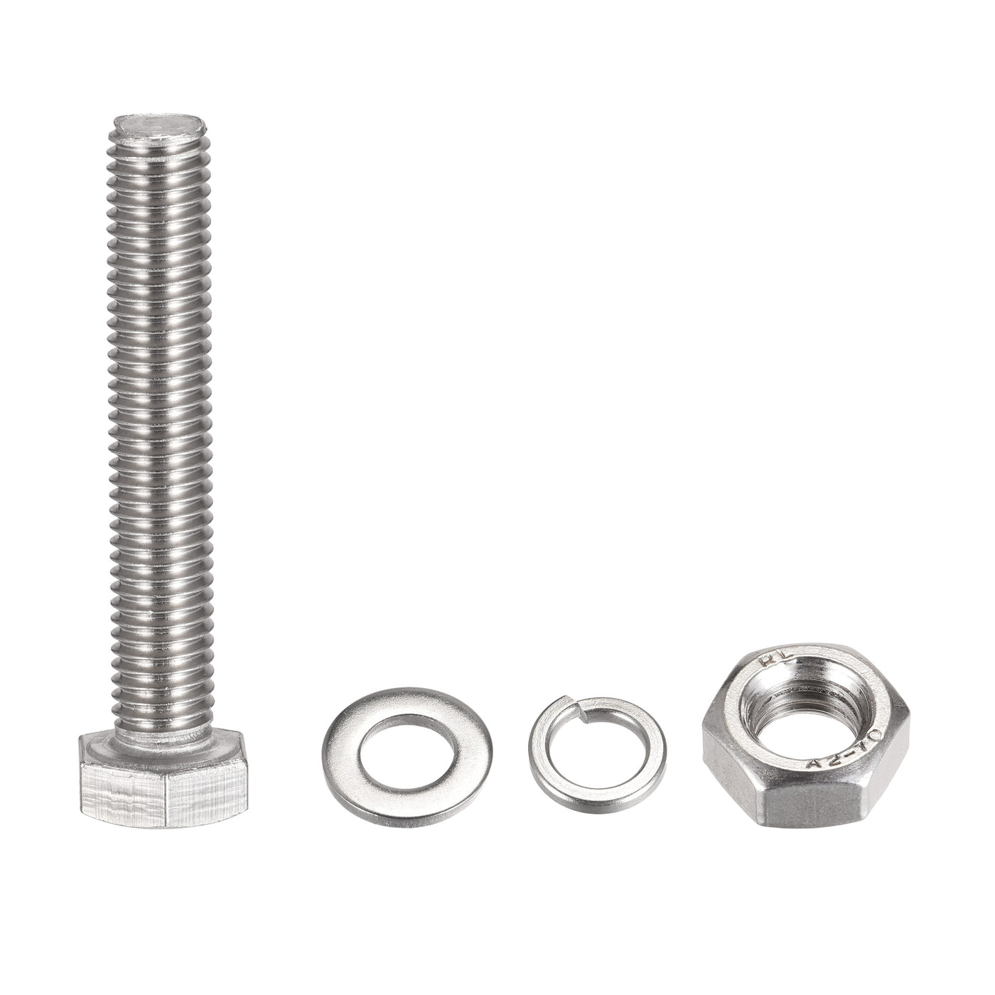 uxcell Uxcell M10 x 60mm Hex Head Screws Bolts, Nuts, Flat & Lock Washers Kits, 304 Stainless Steel Fully Thread Hexagon Bolts 4 Sets