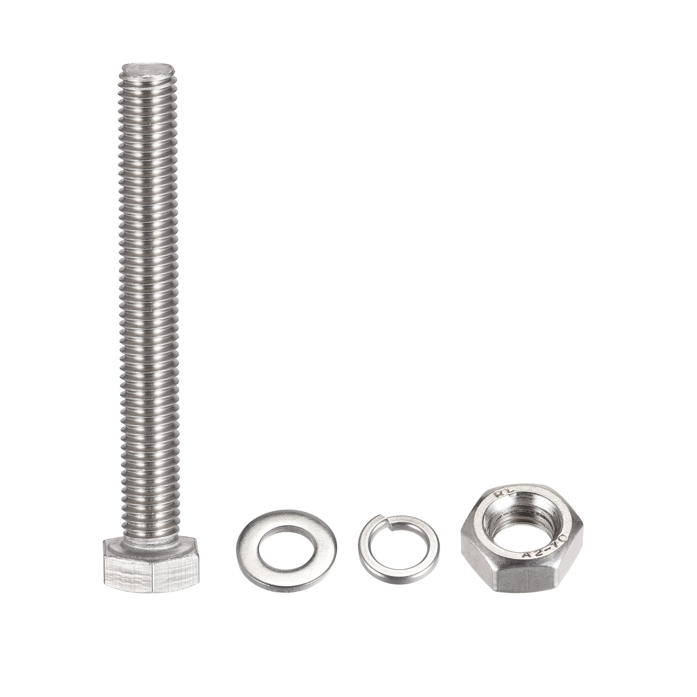 uxcell Uxcell M10 x 80mm Hex Head Screws Bolts, Nuts, Flat & Lock Washers Kits, 304 Stainless Steel Fully Thread Hexagon Bolts 4 Sets