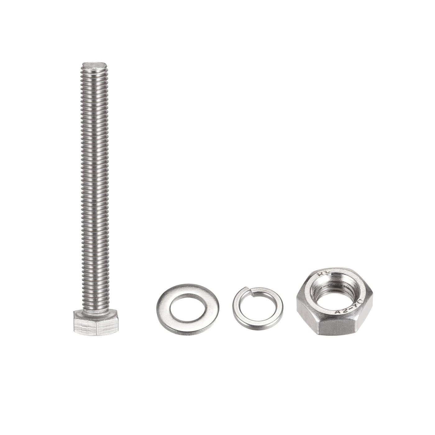 uxcell Uxcell M10 x 90mm Hex Head Screws Bolts, Nuts, Flat & Lock Washers Kits, 304 Stainless Steel Fully Thread Hexagon Bolts 4 Sets