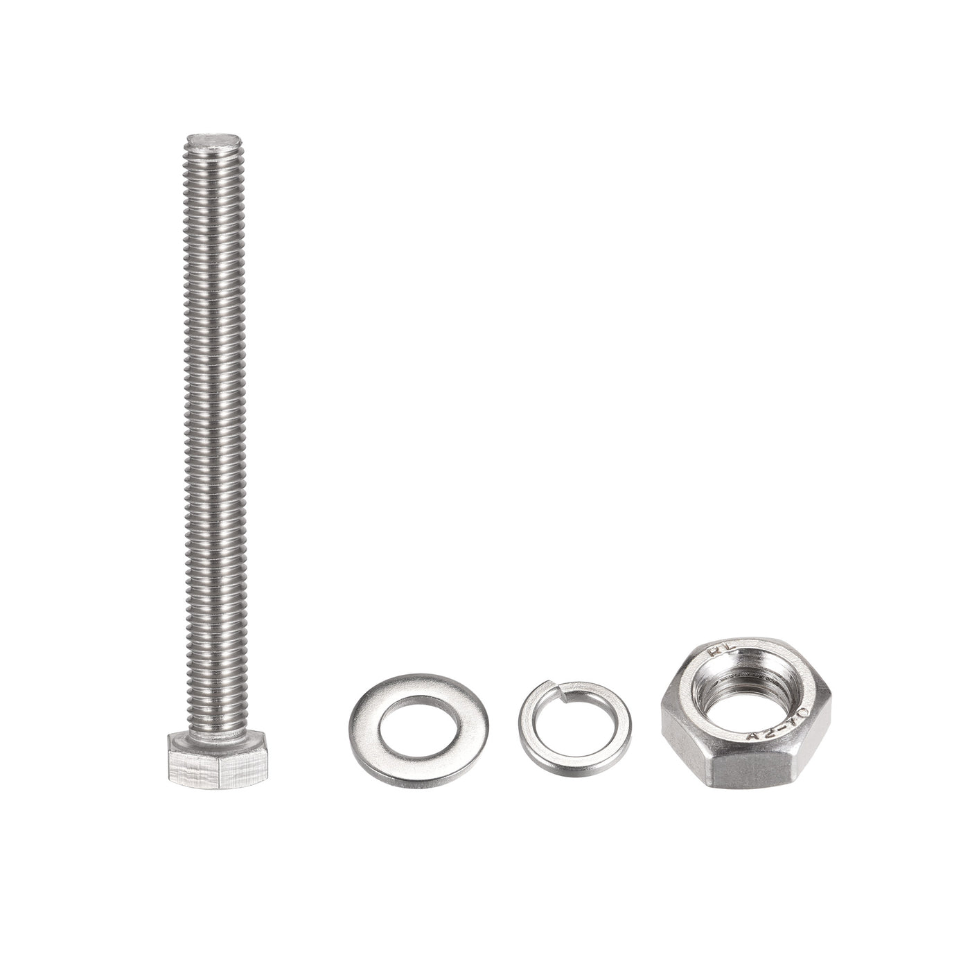 uxcell Uxcell M10 x 100mm Hex Head Screws Bolts, Nuts, Flat & Lock Washers Kits, 304 Stainless Steel Fully Thread Hexagon Bolts 4 Sets