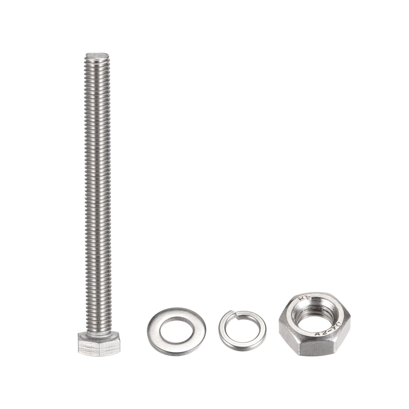 uxcell Uxcell M10 x 110mm Hex Head Screws Bolts, Nuts, Flat & Lock Washers Kits, 304 Stainless Steel Fully Thread Hexagon Bolts 4 Sets