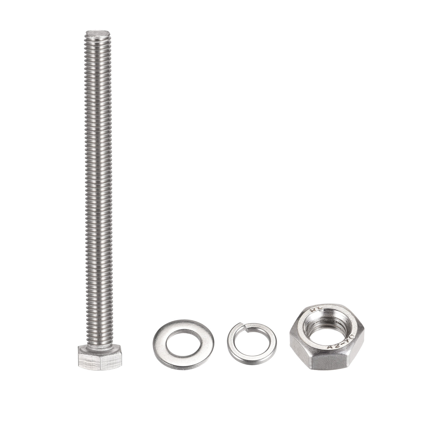 uxcell Uxcell M10 x 120mm Hex Head Screws Bolts, Nuts, Flat & Lock Washers Kits, 304 Stainless Steel Fully Thread Hexagon Bolts 4 Sets