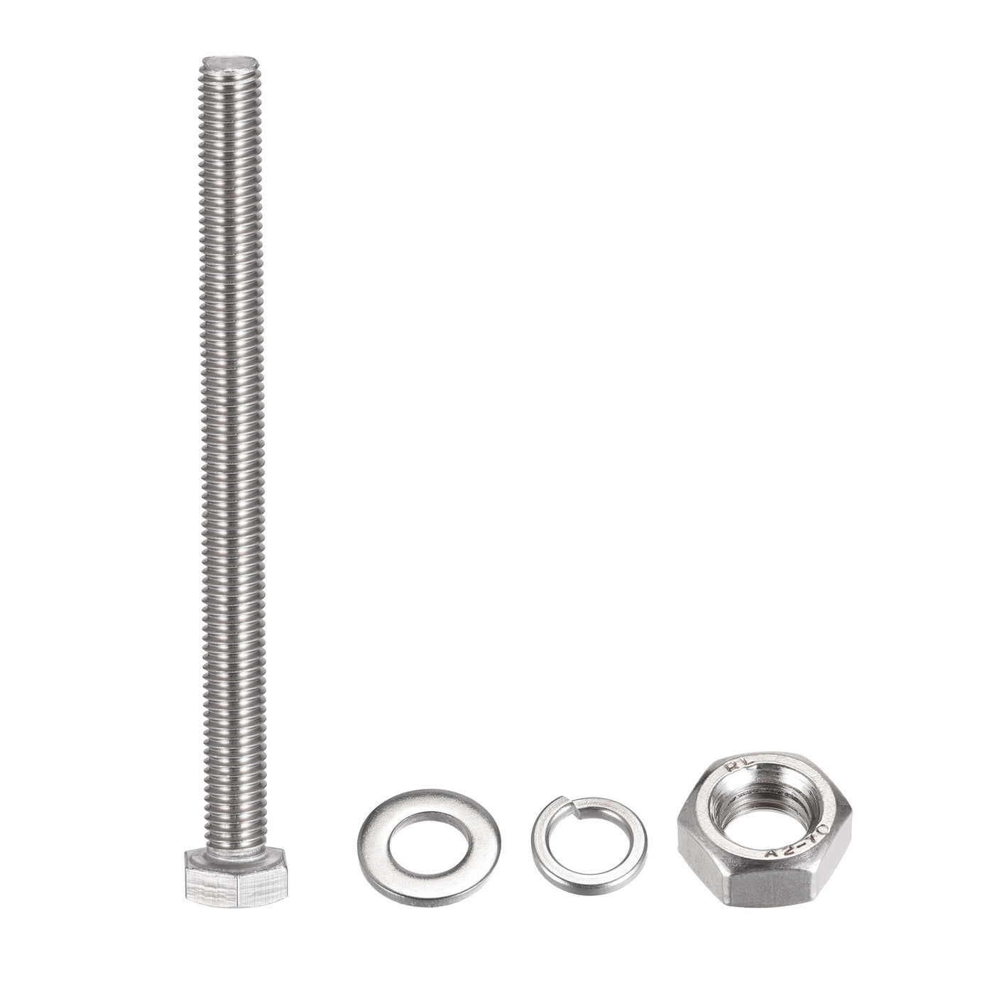 uxcell Uxcell M10 x 130mm Hex Head Screws Bolts, Nuts, Flat & Lock Washers Kits, 304 Stainless Steel Fully Thread Hexagon Bolts 4 Sets