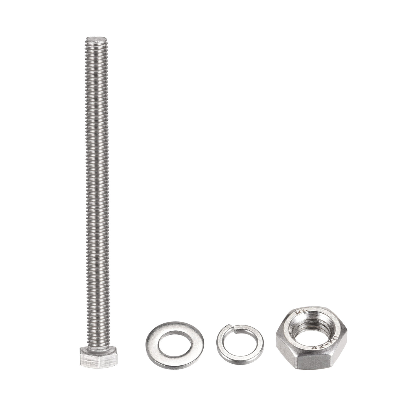 uxcell Uxcell M10 x 140mm Hex Head Screws Bolts, Nuts, Flat & Lock Washers Kits, 304 Stainless Steel Fully Thread Hexagon Bolts 6 Sets