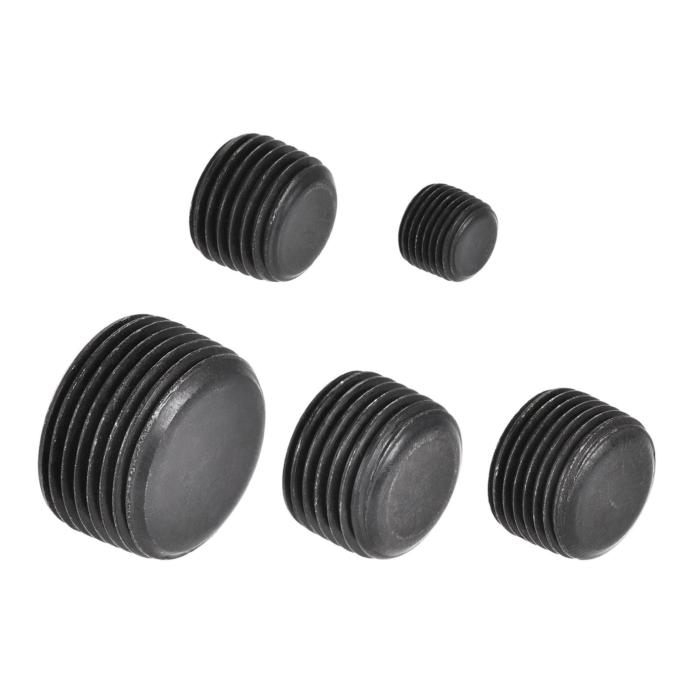 uxcell Uxcell Carbon Steel Internal Hex Pipe Plug Assortment 1/8NPT 1/4NPT 3/8NPT 1/2NPT 3/4NPT Male Thread Socket Cap 5in1 Set