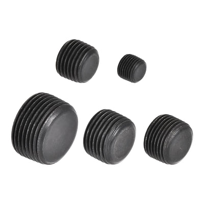 Harfington Uxcell Carbon Steel Internal Hex Pipe Plug Assortment 1/8NPT 1/4NPT 3/8NPT 1/2NPT 3/4NPT Male Thread Socket Cap 5in1 Set