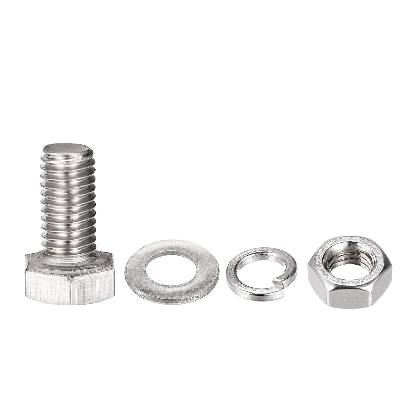 uxcell Uxcell M8 x 16mm Hex Head Screws Bolts, Nuts, Flat & Lock Washers Kits, 304 Stainless Steel Fully Thread Hexagon Bolts 4 Sets