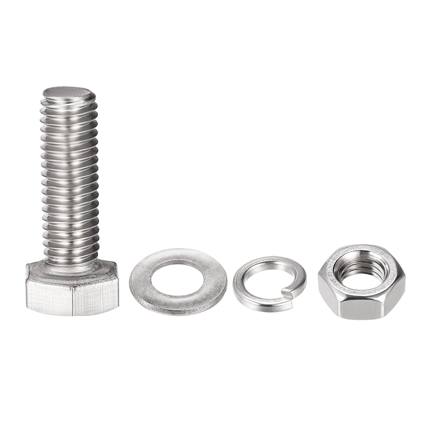 uxcell Uxcell M8 x 25mm Hex Head Screws Bolts, Nuts, Flat & Lock Washers Kits, 304 Stainless Steel Fully Thread Hexagon Bolts 6 Sets