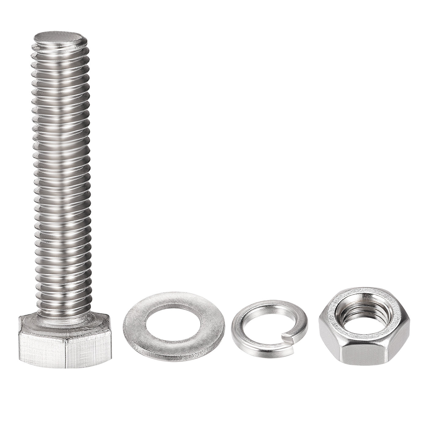 uxcell Uxcell M8 x 40mm Hex Head Screws Bolts, Nuts, Flat & Lock Washers Kits, 304 Stainless Steel Fully Thread Hexagon Bolts 4 Sets