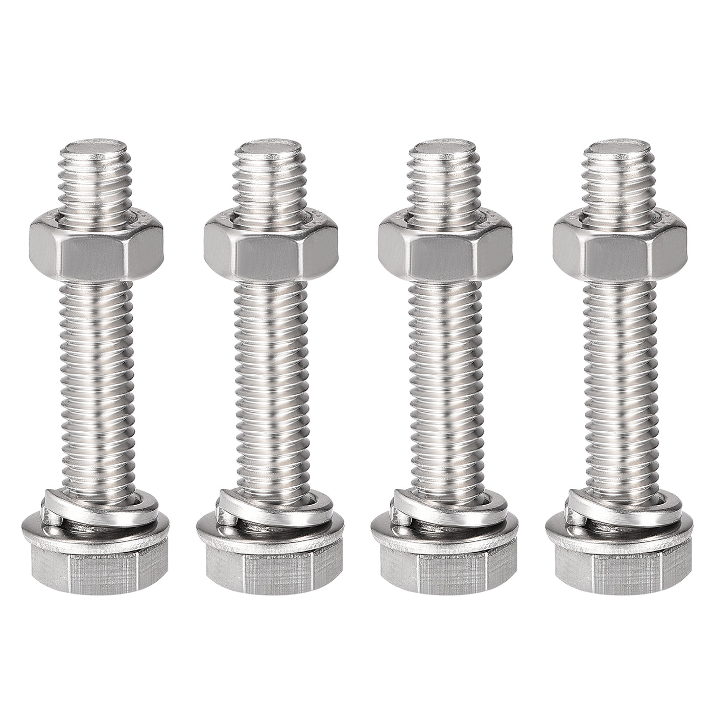 uxcell Uxcell M8 x 40mm Hex Head Screws Bolts, Nuts, Flat & Lock Washers Kits, 304 Stainless Steel Fully Thread Hexagon Bolts 4 Sets