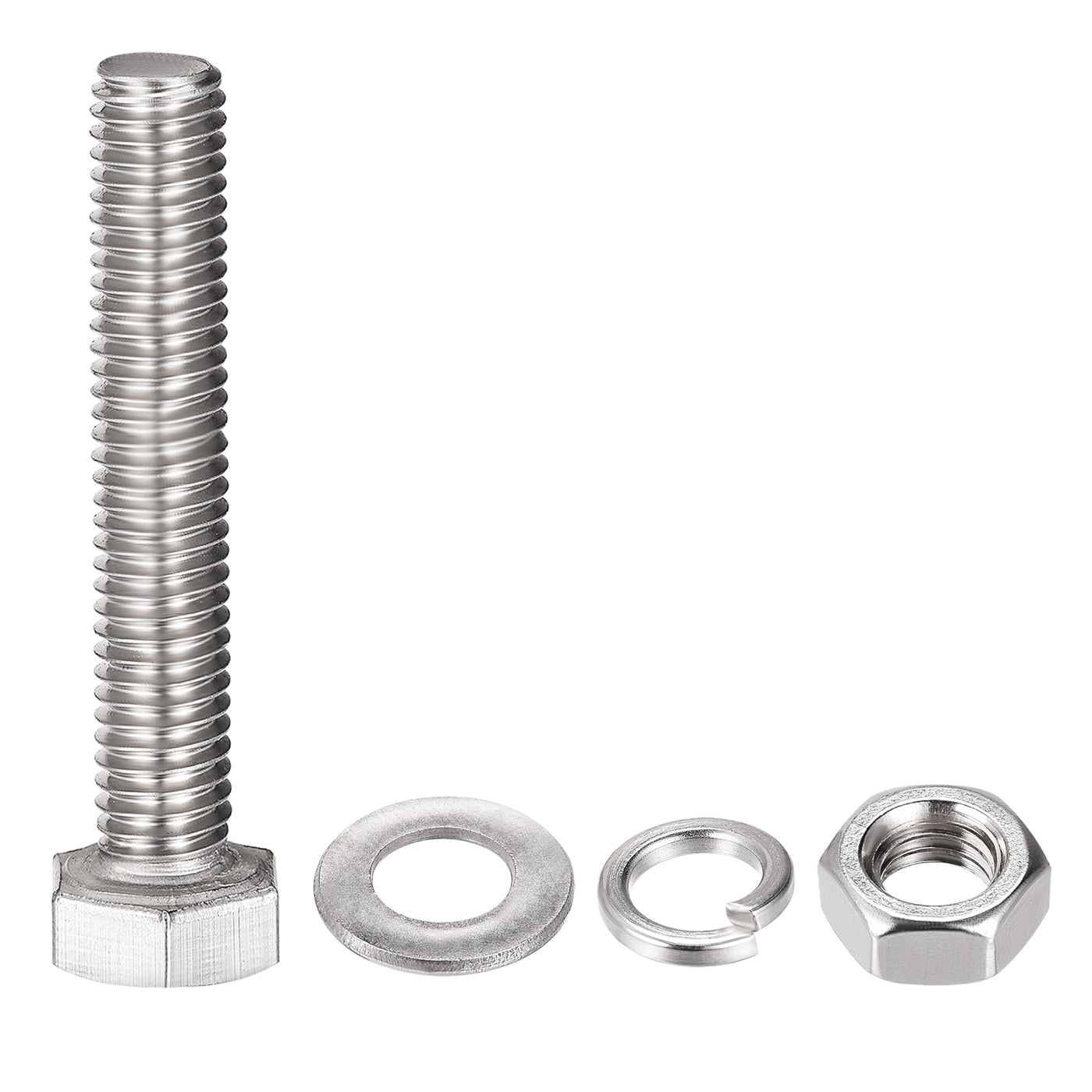 uxcell Uxcell M8 x 45mm Hex Head Screws Bolts, Nuts, Flat & Lock Washers Kits, 304 Stainless Steel Fully Thread Hexagon Bolts 4 Sets