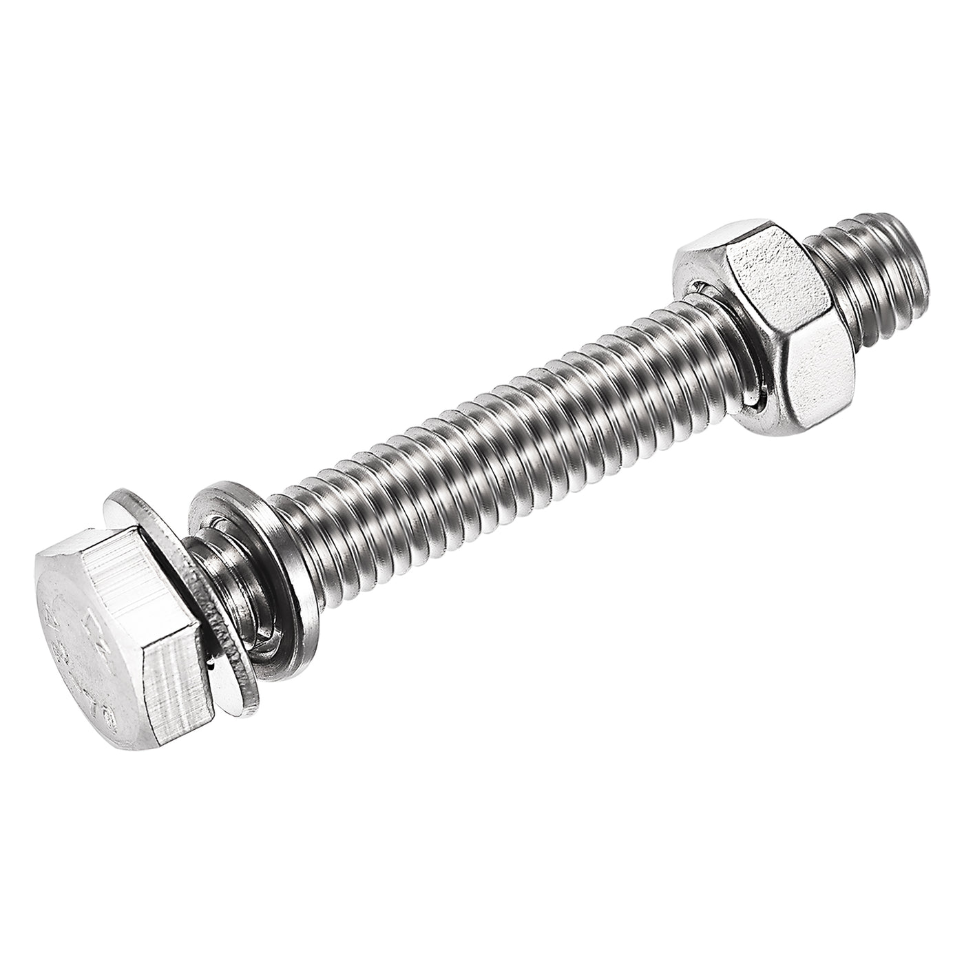 uxcell Uxcell M8 x 50mm Hex Head Screws Bolts, Nuts, Flat & Lock Washers Kits, 304 Stainless Steel Fully Thread Hexagon Bolts 4 Sets