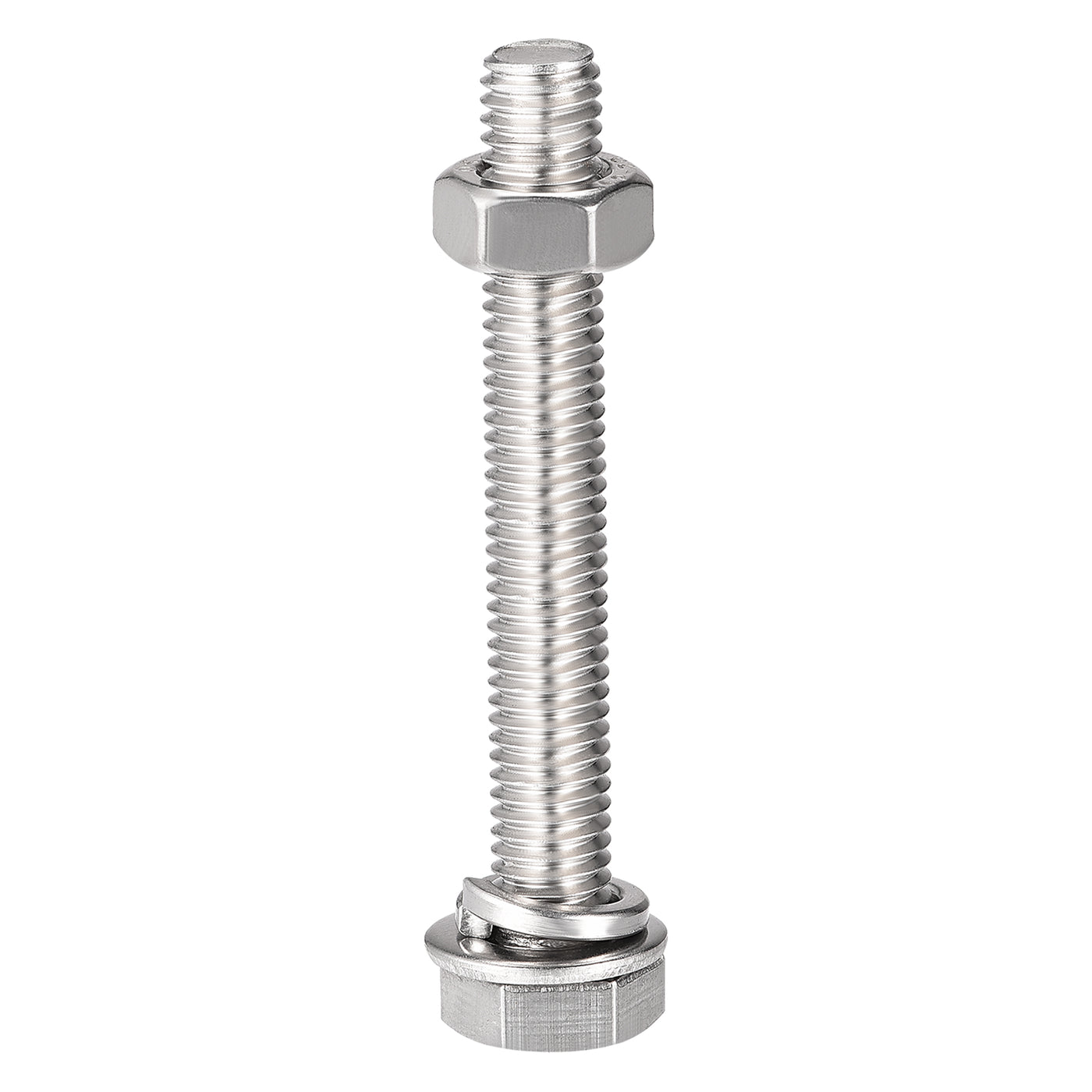 uxcell Uxcell M8 x 55mm Hex Head Screws Bolts, Nuts, Flat & Lock Washers Kits, 304 Stainless Steel Fully Thread Hexagon Bolts 4 Sets