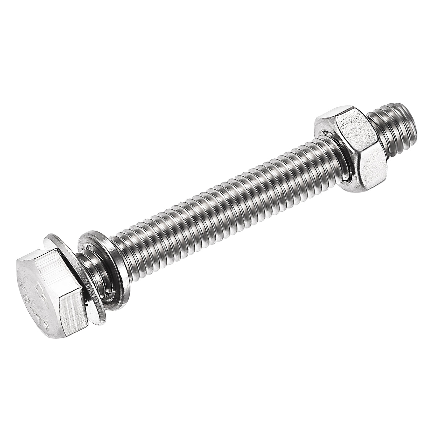 uxcell Uxcell M8 x 55mm Hex Head Screws Bolts, Nuts, Flat & Lock Washers Kits, 304 Stainless Steel Fully Thread Hexagon Bolts 4 Sets