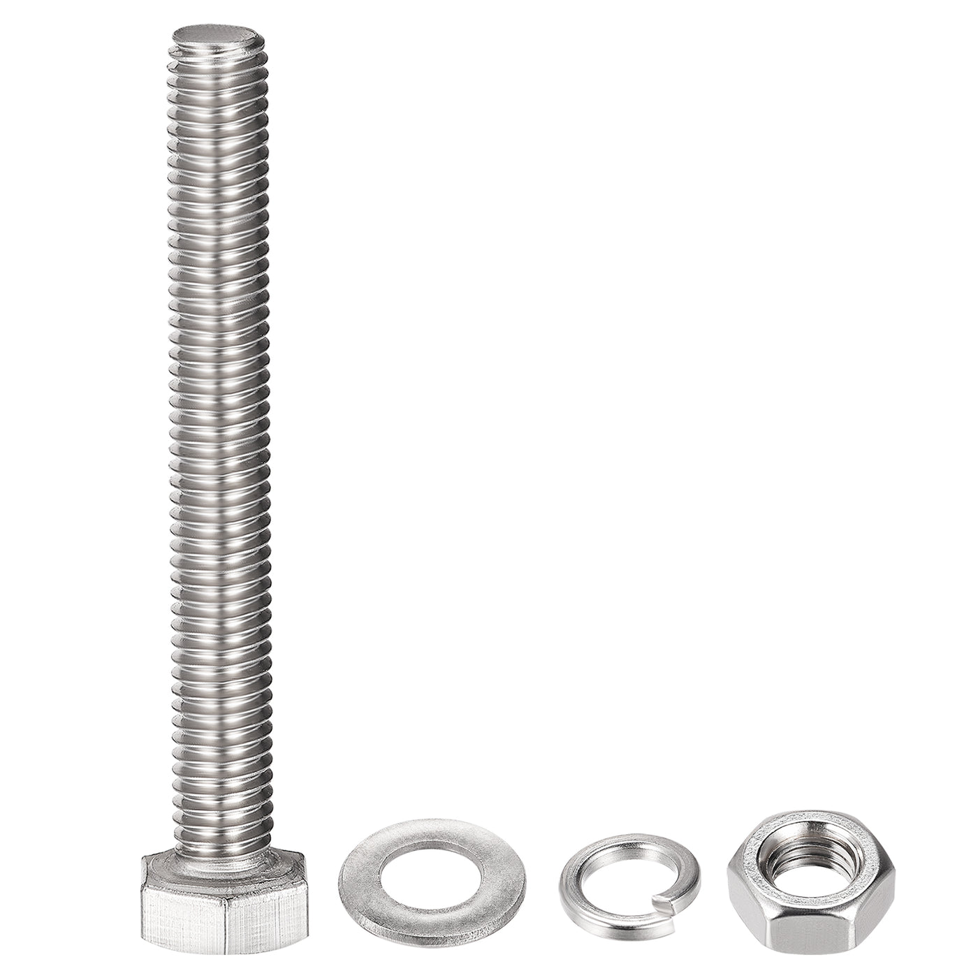 uxcell Uxcell M8 x 60mm Hex Head Screws Bolts, Nuts, Flat & Lock Washers Kits, 304 Stainless Steel Fully Thread Hexagon Bolts 6 Sets