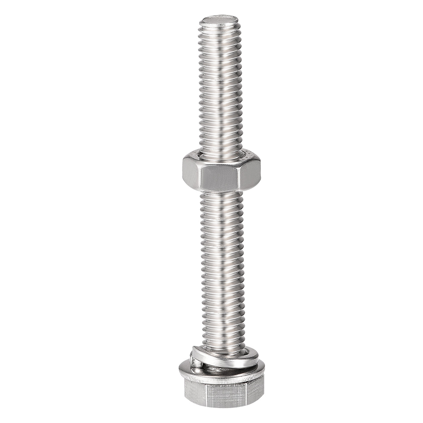 uxcell Uxcell M8 x 60mm Hex Head Screws Bolts, Nuts, Flat & Lock Washers Kits, 304 Stainless Steel Fully Thread Hexagon Bolts 6 Sets