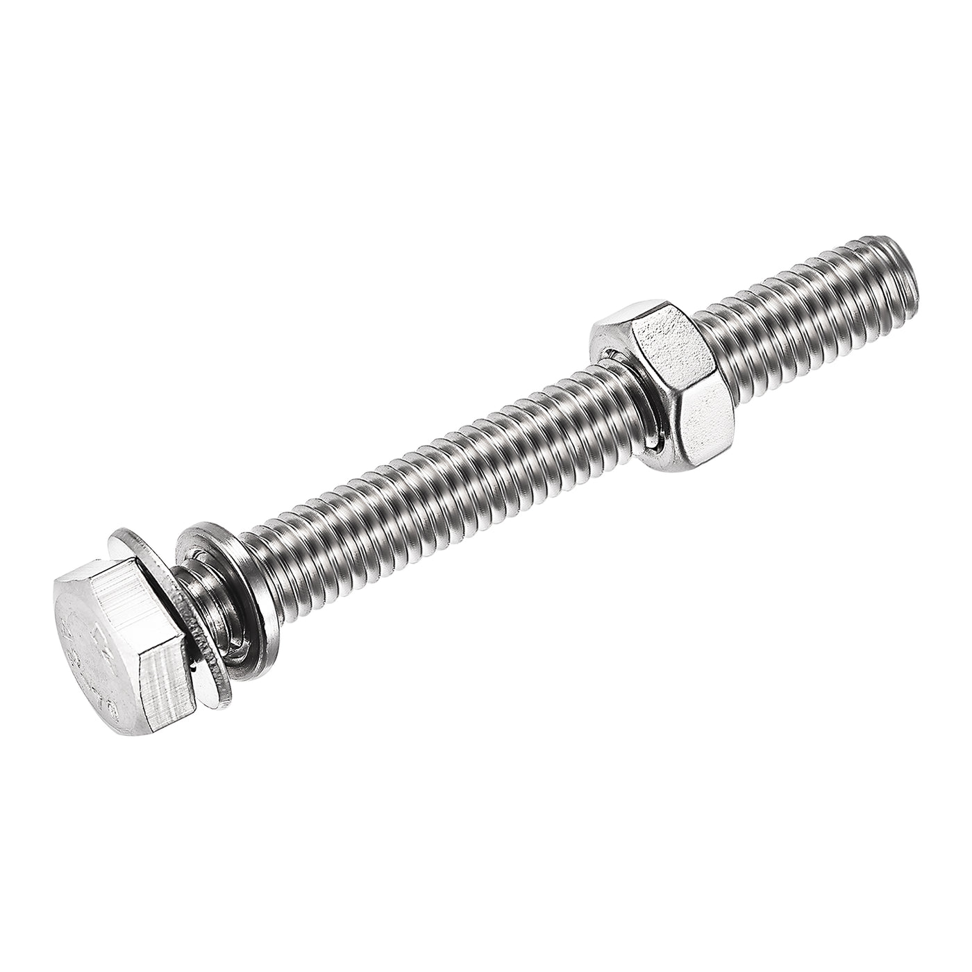 uxcell Uxcell M8 x 60mm Hex Head Screws Bolts, Nuts, Flat & Lock Washers Kits, 304 Stainless Steel Fully Thread Hexagon Bolts 6 Sets