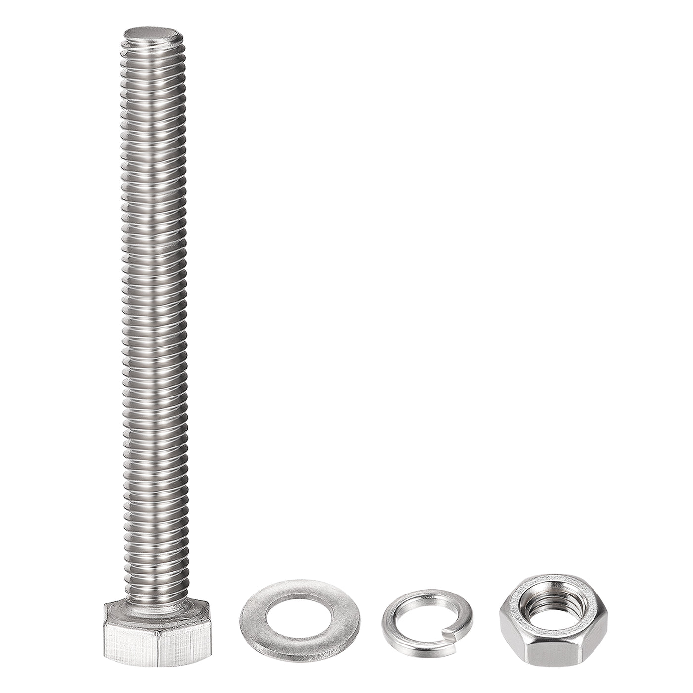 uxcell Uxcell M8 x 65mm Hex Head Screws Bolts, Nuts, Flat & Lock Washers Kits, 304 Stainless Steel Fully Thread Hexagon Bolts 4 Sets