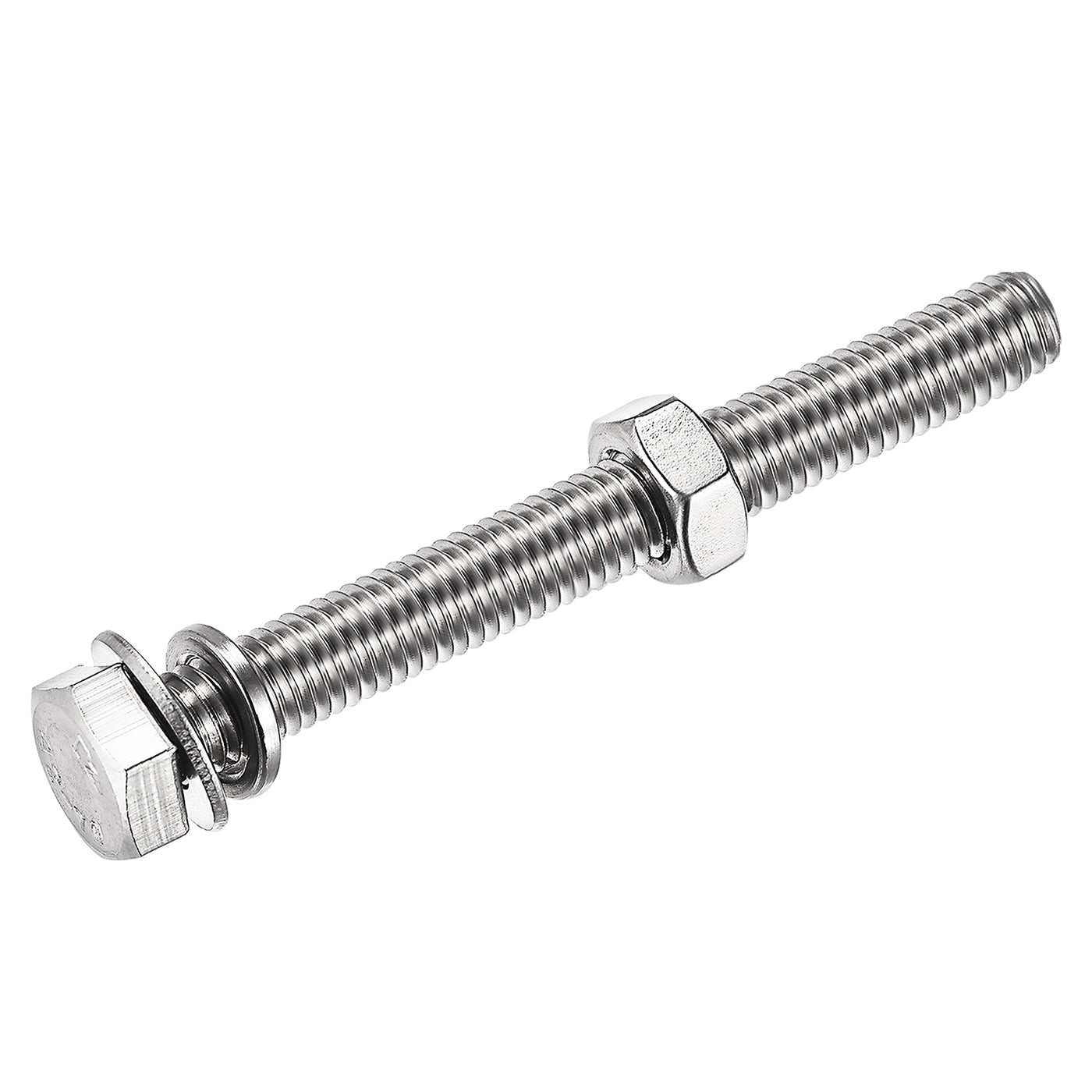 uxcell Uxcell M8 x 65mm Hex Head Screws Bolts, Nuts, Flat & Lock Washers Kits, 304 Stainless Steel Fully Thread Hexagon Bolts 4 Sets