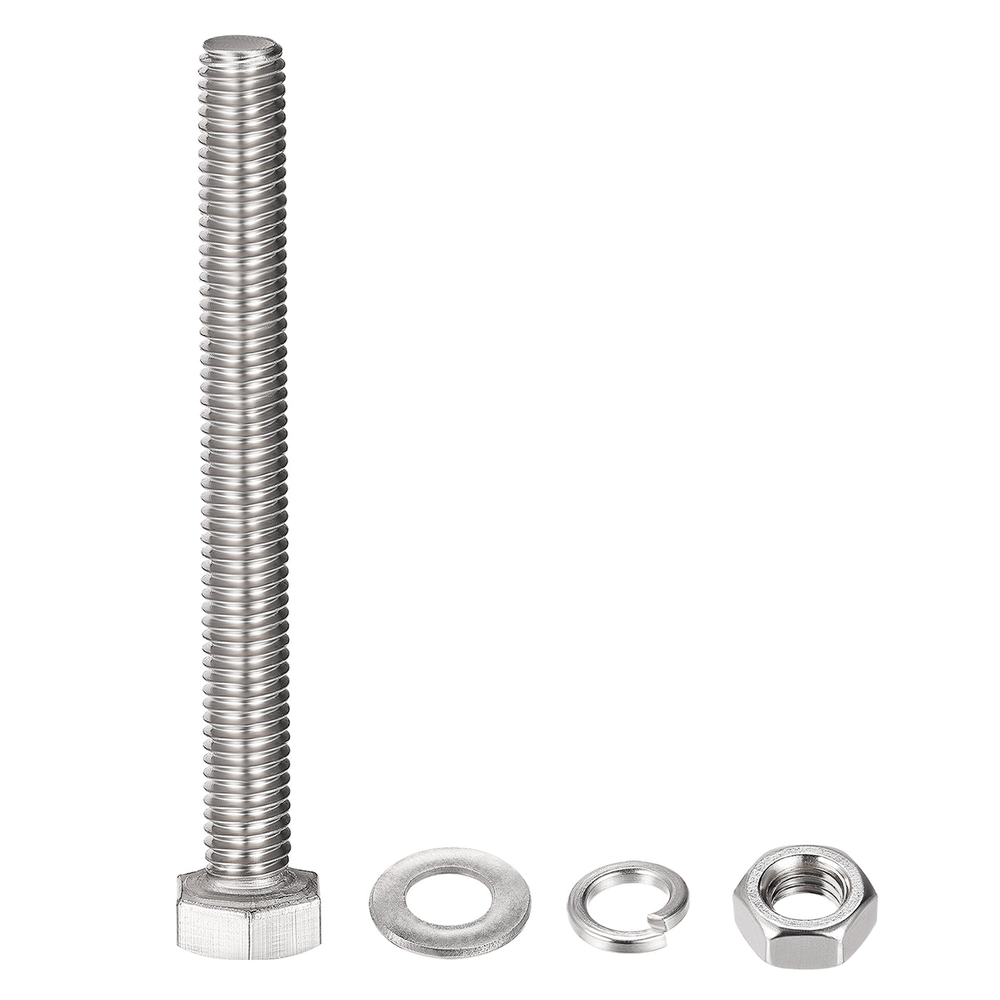 uxcell Uxcell M8 x 70mm Hex Head Screws Bolts, Nuts, Flat & Lock Washers Kits, 304 Stainless Steel Fully Thread Hexagon Bolts 4 Sets