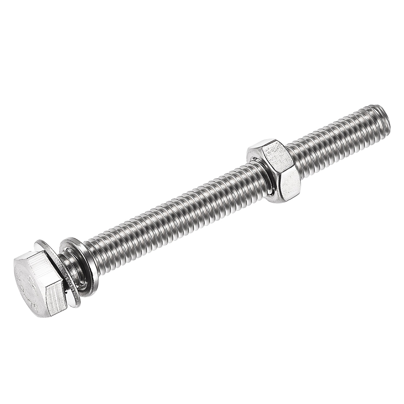 uxcell Uxcell M8 x 70mm Hex Head Screws Bolts, Nuts, Flat & Lock Washers Kits, 304 Stainless Steel Fully Thread Hexagon Bolts 4 Sets