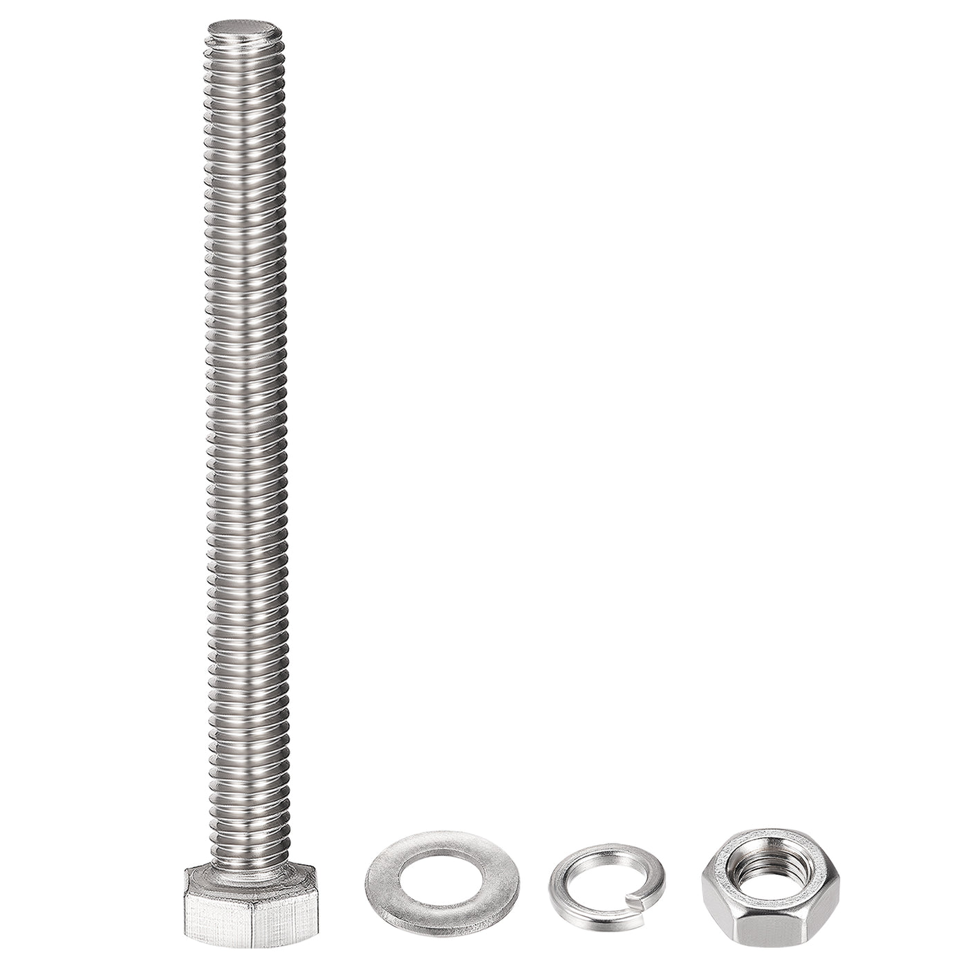 uxcell Uxcell M8 x 75mm Hex Head Screws Bolts, Nuts, Flat & Lock Washers Kits, 304 Stainless Steel Fully Thread Hexagon Bolts 4 Sets