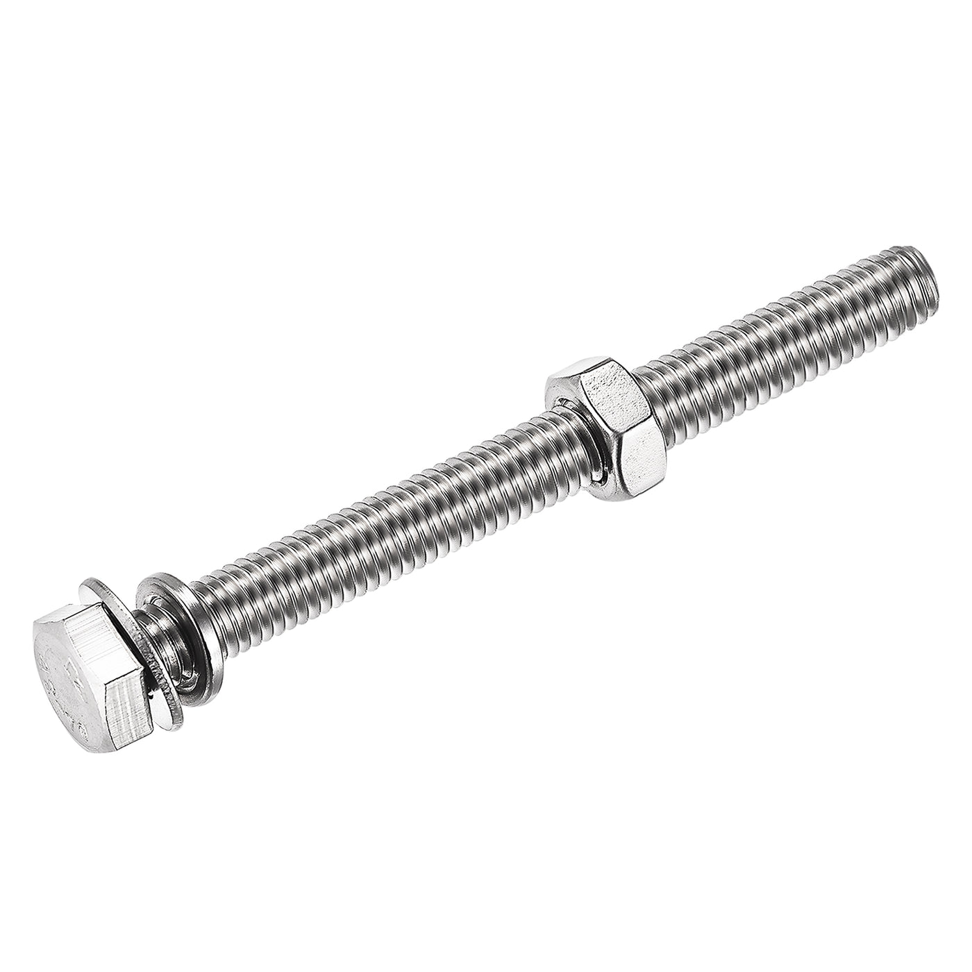 uxcell Uxcell M8 x 75mm Hex Head Screws Bolts, Nuts, Flat & Lock Washers Kits, 304 Stainless Steel Fully Thread Hexagon Bolts 4 Sets