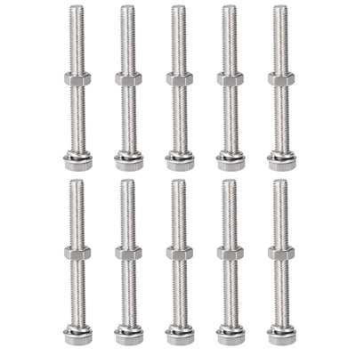 Harfington Uxcell M8 x 75mm Hex Head Screws Bolts, Nuts, Flat & Lock Washers Kits, 304 Stainless Steel Fully Thread Hexagon Bolts 10 Sets