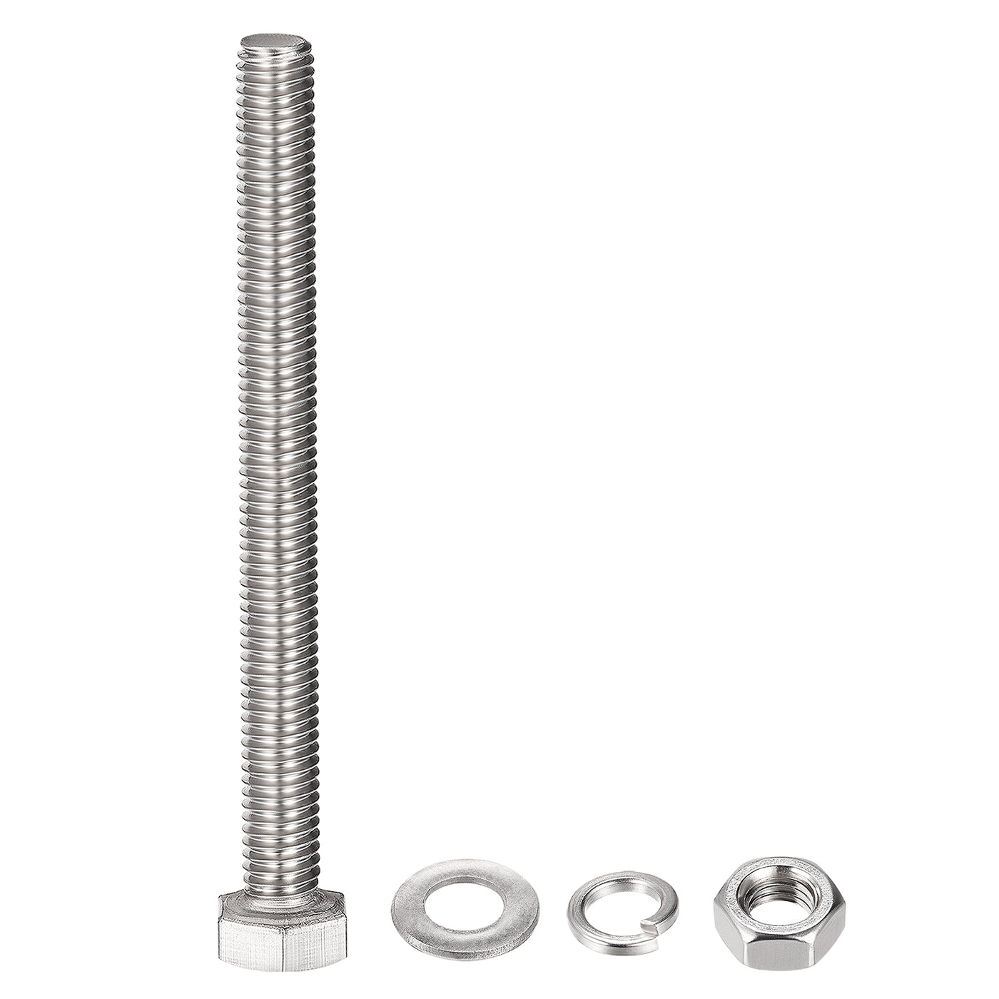 uxcell Uxcell M8 x 80mm Hex Head Screws Bolts, Nuts, Flat & Lock Washers Kits, 304 Stainless Steel Fully Thread Hexagon Bolts 4 Sets