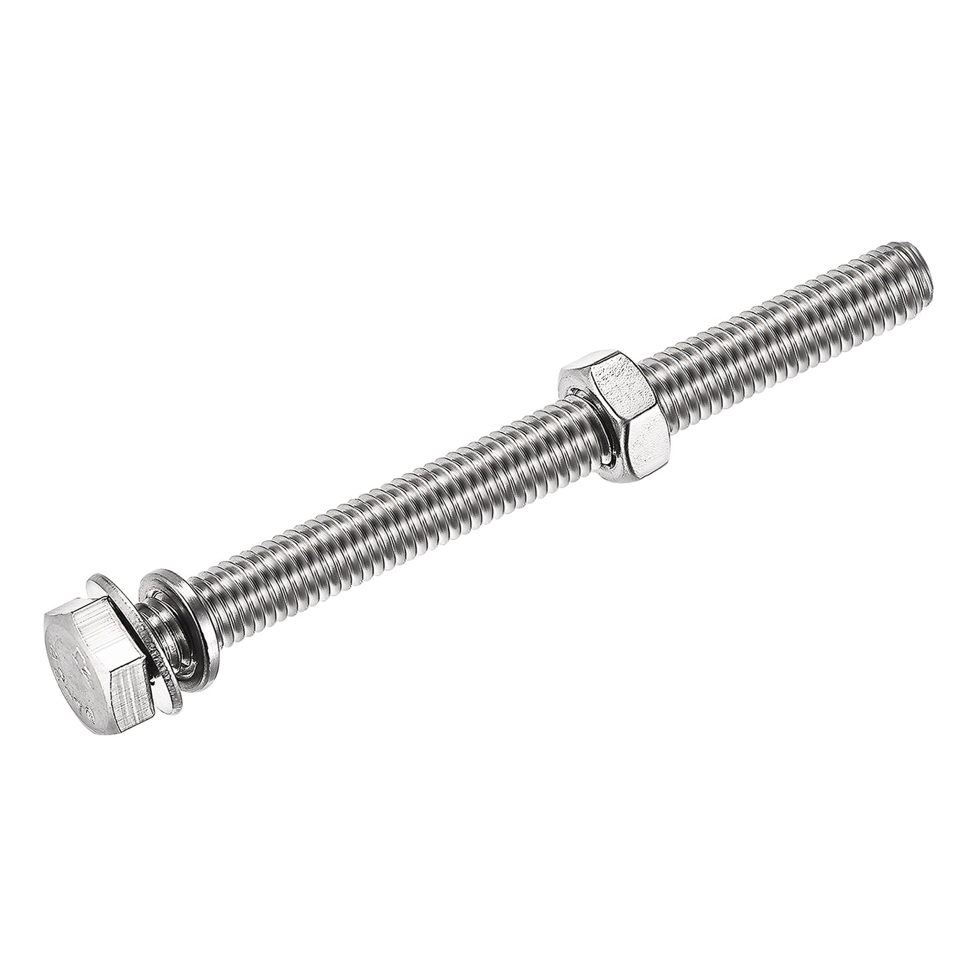 uxcell Uxcell M8 x 80mm Hex Head Screws Bolts, Nuts, Flat & Lock Washers Kits, 304 Stainless Steel Fully Thread Hexagon Bolts 4 Sets