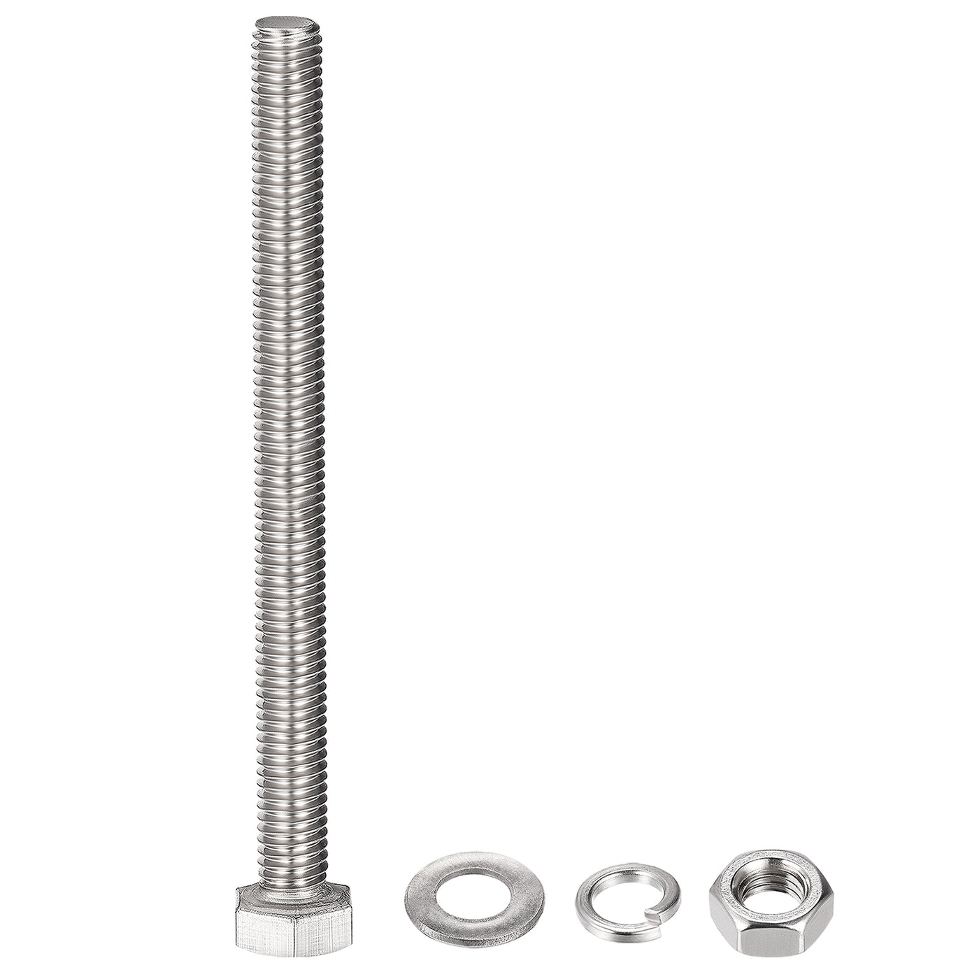 uxcell Uxcell M8 x 90mm Hex Head Screws Bolts, Nuts, Flat & Lock Washers Kits, 304 Stainless Steel Fully Thread Hexagon Bolts 4 Sets