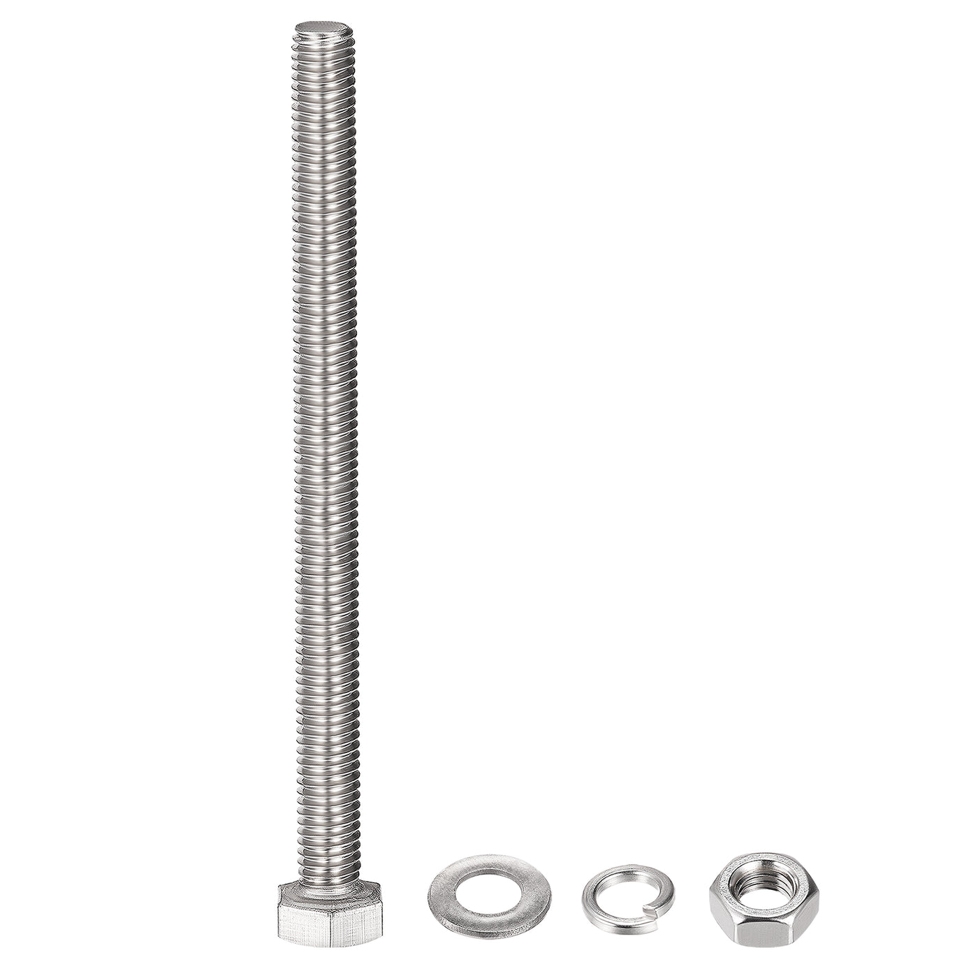 uxcell Uxcell M8 x 100mm Hex Head Screws Bolts, Nuts, Flat & Lock Washers Kits, 304 Stainless Steel Fully Thread Hexagon Bolts 10 Sets