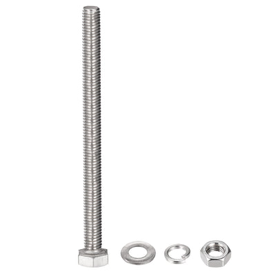 Harfington Uxcell M8 x 100mm Hex Head Screws Bolts, Nuts, Flat & Lock Washers Kits, 304 Stainless Steel Fully Thread Hexagon Bolts 10 Sets