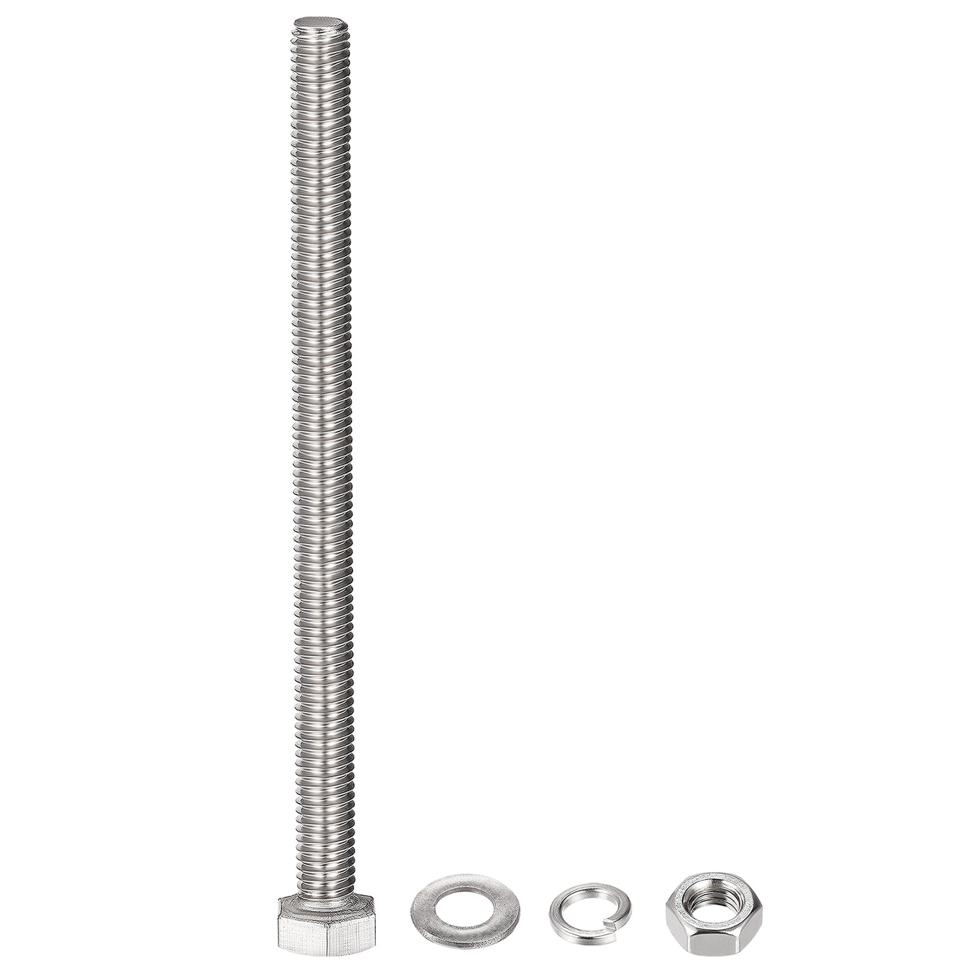 uxcell Uxcell M8 x 110mm Hex Head Screws Bolts, Nuts, Flat & Lock Washers Kits, 304 Stainless Steel Fully Thread Hexagon Bolts 5 Sets