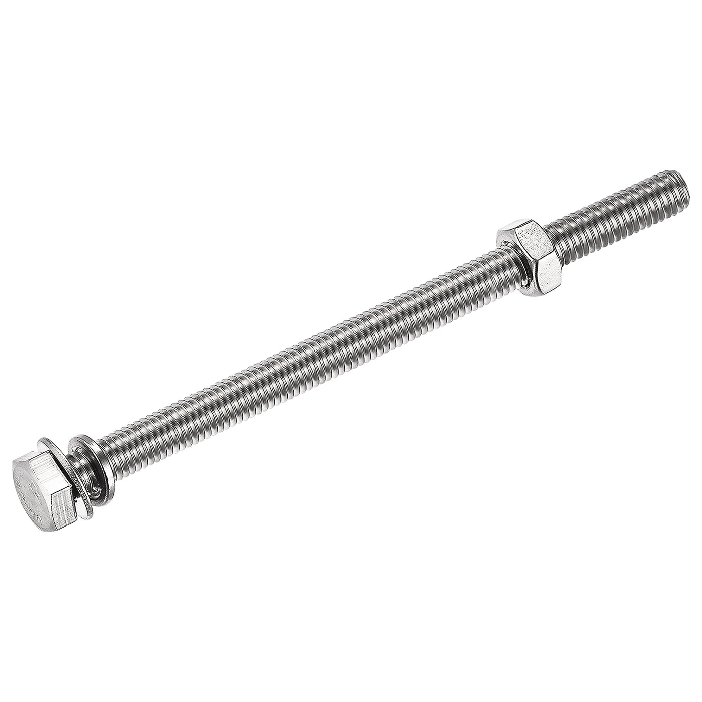 uxcell Uxcell M8 x 110mm Hex Head Screws Bolts, Nuts, Flat & Lock Washers Kits, 304 Stainless Steel Fully Thread Hexagon Bolts 5 Sets