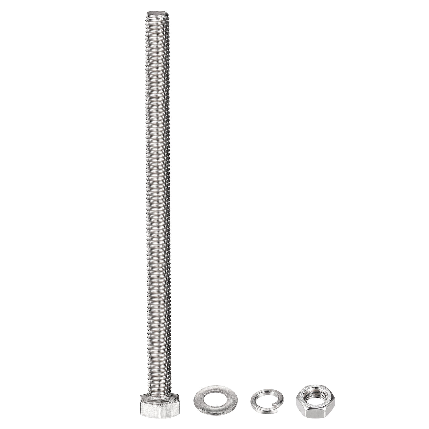 uxcell Uxcell M8 x 120mm Hex Head Screws Bolts, Nuts, Flat & Lock Washers Kits, 304 Stainless Steel Fully Thread Hexagon Bolts 5 Sets