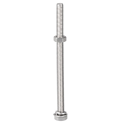 Harfington Uxcell M8 x 120mm Hex Head Screws Bolts, Nuts, Flat & Lock Washers Kits, 304 Stainless Steel Fully Thread Hexagon Bolts 5 Sets