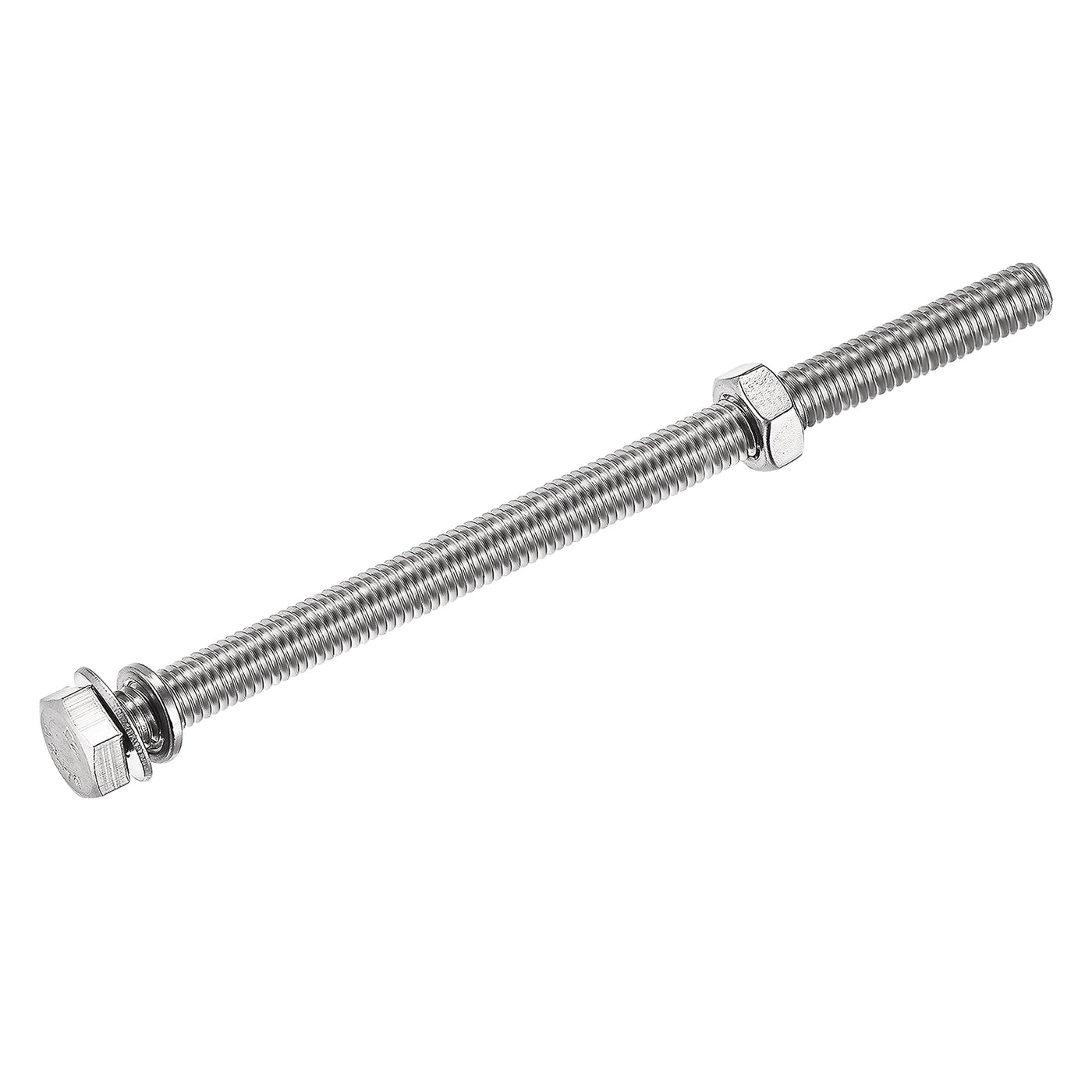 uxcell Uxcell M8 x 120mm Hex Head Screws Bolts, Nuts, Flat & Lock Washers Kits, 304 Stainless Steel Fully Thread Hexagon Bolts 5 Sets