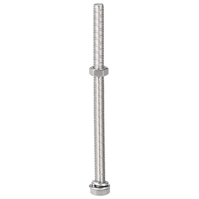 Harfington Uxcell M8 x 130mm Hex Head Screws Bolts, Nuts, Flat & Lock Washers Kits, 304 Stainless Steel Fully Thread Hexagon Bolts 5 Sets