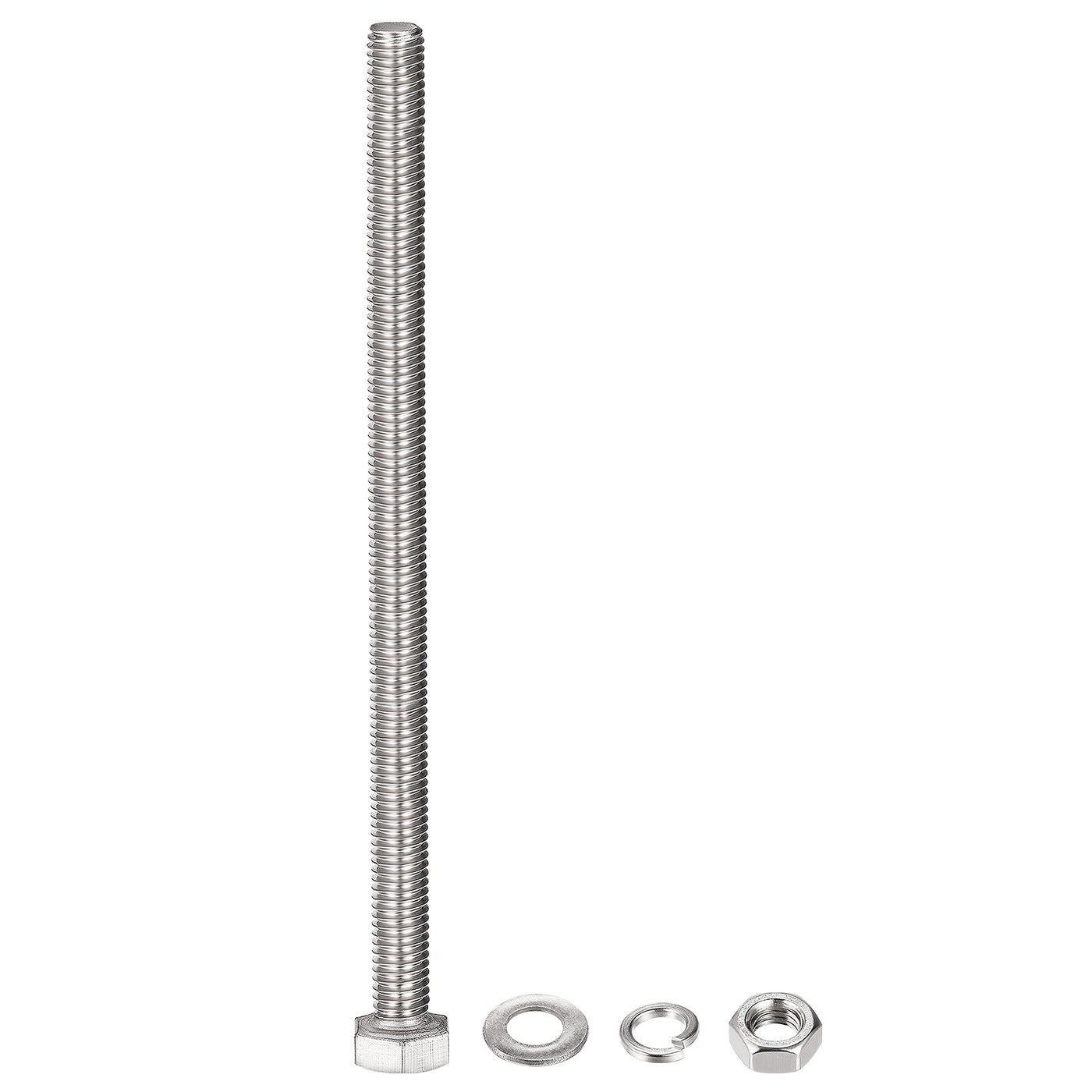 uxcell Uxcell M8 x 130mm Hex Head Screws Bolts, Nuts, Flat & Lock Washers Kits, 304 Stainless Steel Fully Thread Hexagon Bolts 10 Sets