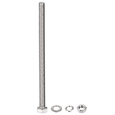 Harfington Uxcell M8 x 130mm Hex Head Screws Bolts, Nuts, Flat & Lock Washers Kits, 304 Stainless Steel Fully Thread Hexagon Bolts 10 Sets