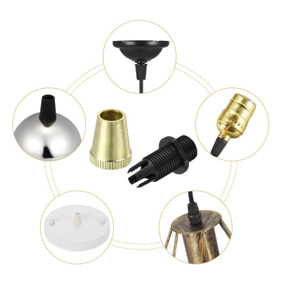 Harfington Uxcell Cable Glands Strain Relief Cord Grips Metal Gold Tone 5Pcs for Wiring Hanging Light Ceiling Pendant Lamp