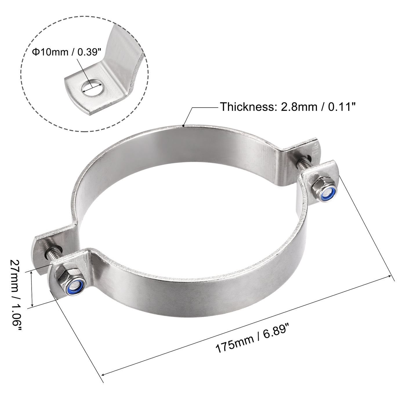 uxcell Uxcell Wall Mount Ceiling Mount Pipe Support, 304 Stainless Steel Pipe Bracket Clamp