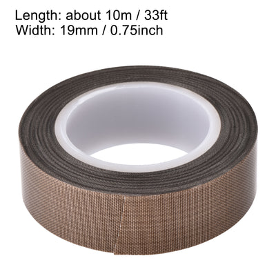 Harfington Uxcell Heat Resistant Tape High Temperature Tape PTFE Film Adhesive Tape 19mm Width 10m 33ft Length Brown